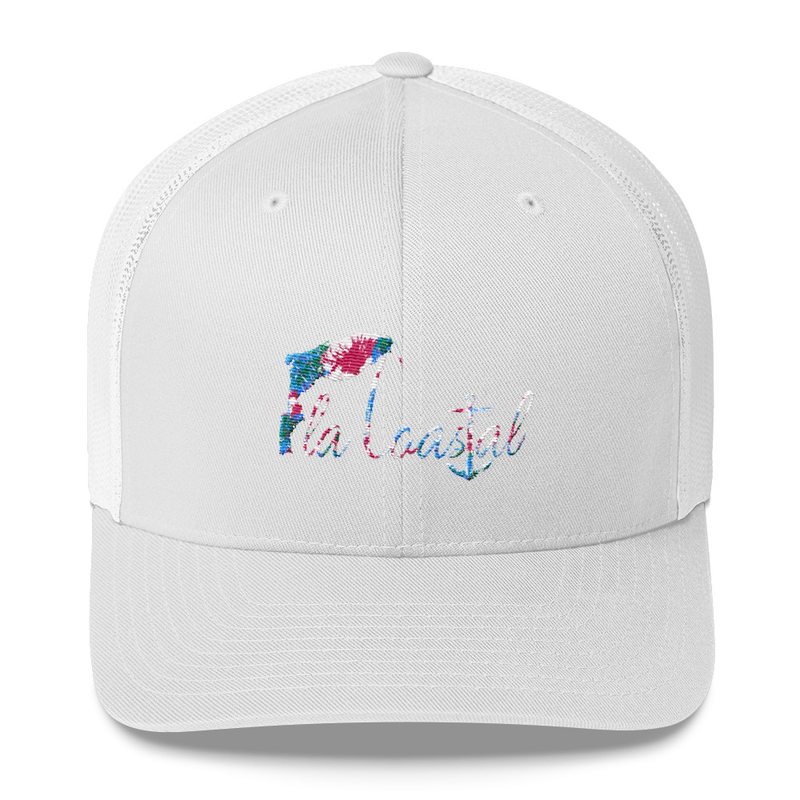 Fla Coastal Tropical Vibes Trucker - Fla Coastal Sunshine State Local Gear