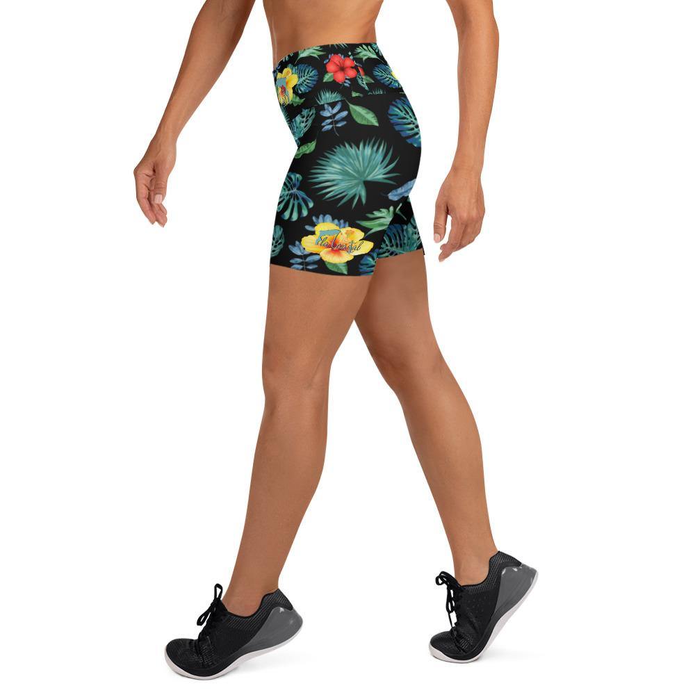 Tropical Hibiscus Performance Shorts Black - Fla Coastal Sunshine State Local Gear