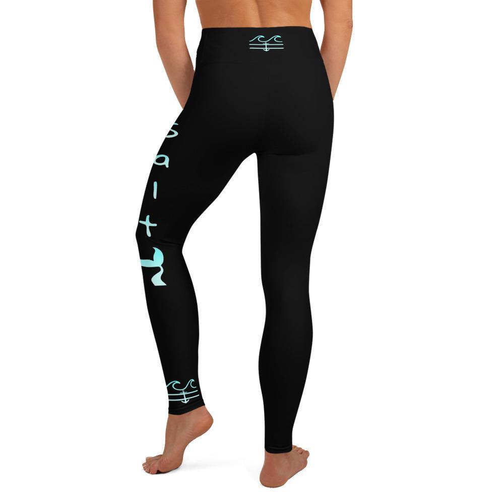 Salty Mermaid Performance Leggings (Midnight Aqua) - Fla Coastal Sunshine State Local Gear