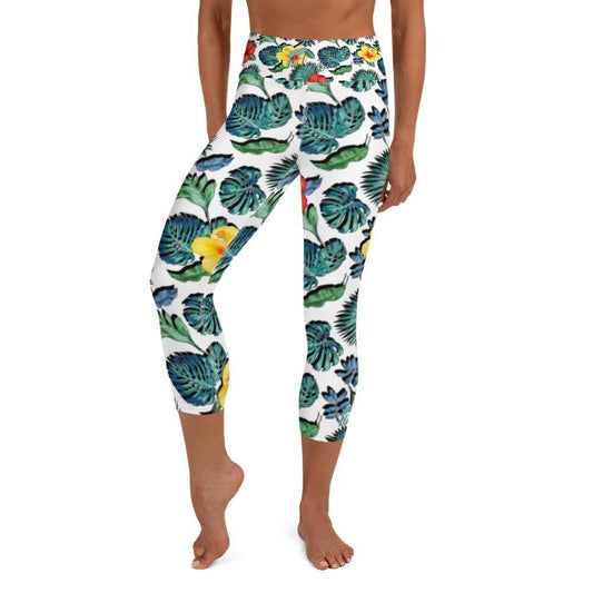 Tropical Hibiscus Capri Leggings - Fla Coastal Sunshine State Local Gear