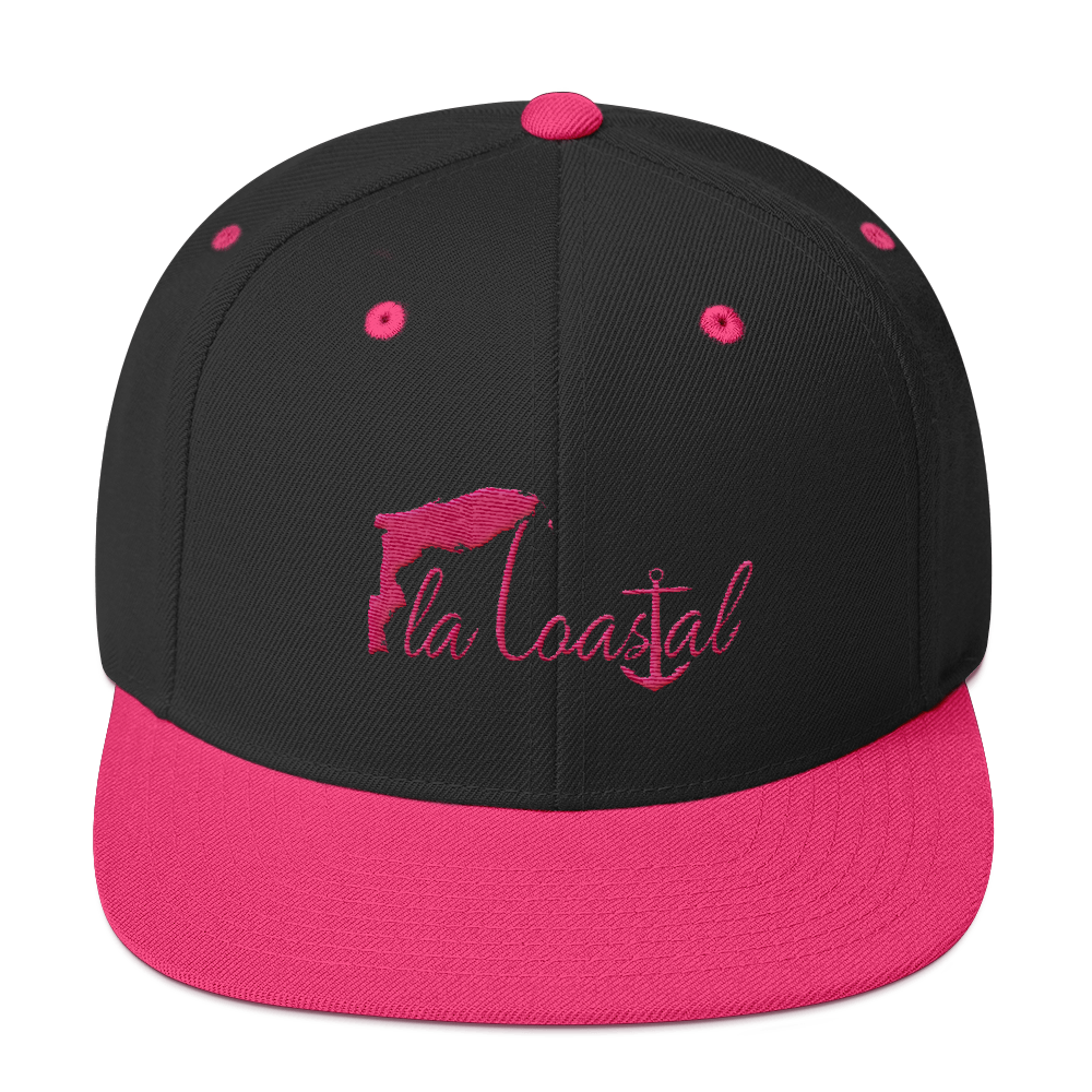 Flamingo Flat Bill Snap Back - Fla Coastal Sunshine State Local Gear