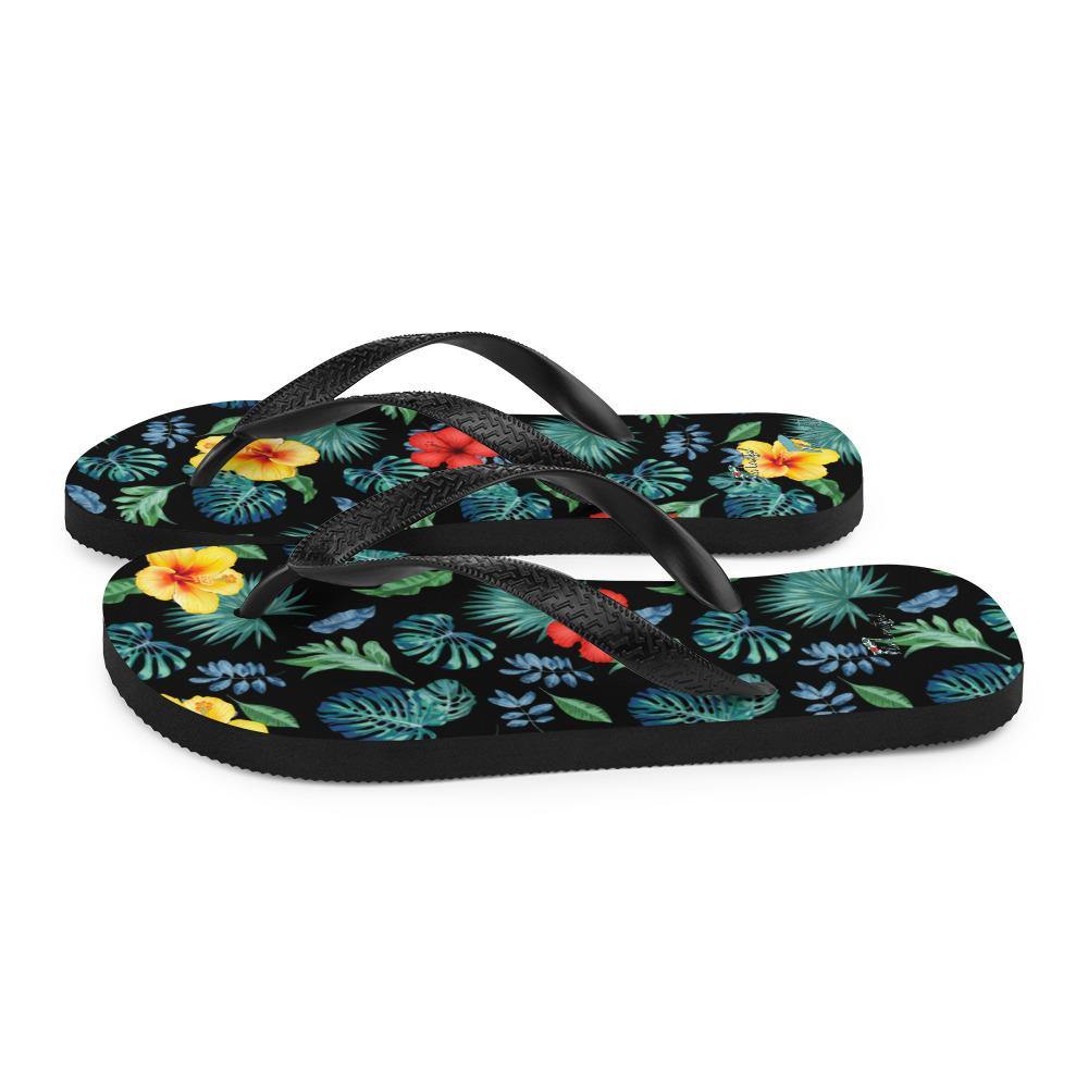 Tropical Hibiscus Flip-Flops - Fla Coastal Sunshine State Local Gear