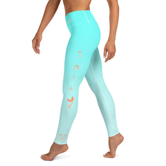 Salty Mermaid Performance Leggings (Aqua) - Fla Coastal Sunshine State Local Gear