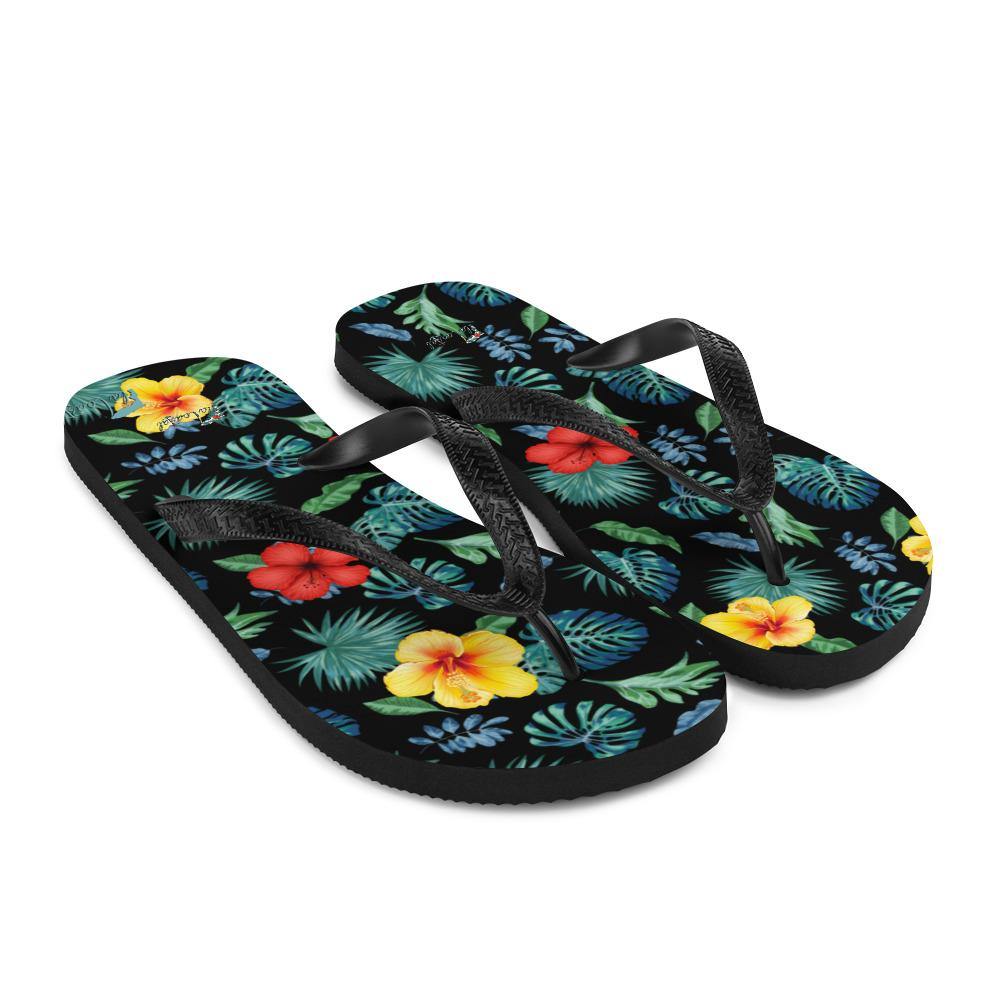 Tropical Hibiscus Flip-Flops - Fla Coastal Sunshine State Local Gear