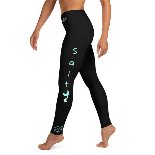 Salty Mermaid Performance Leggings (Midnight Aqua) - Fla Coastal Sunshine State Local Gear
