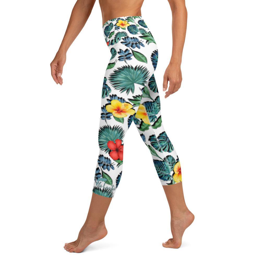 Tropical Hibiscus Capri Leggings - Fla Coastal Sunshine State Local Gear