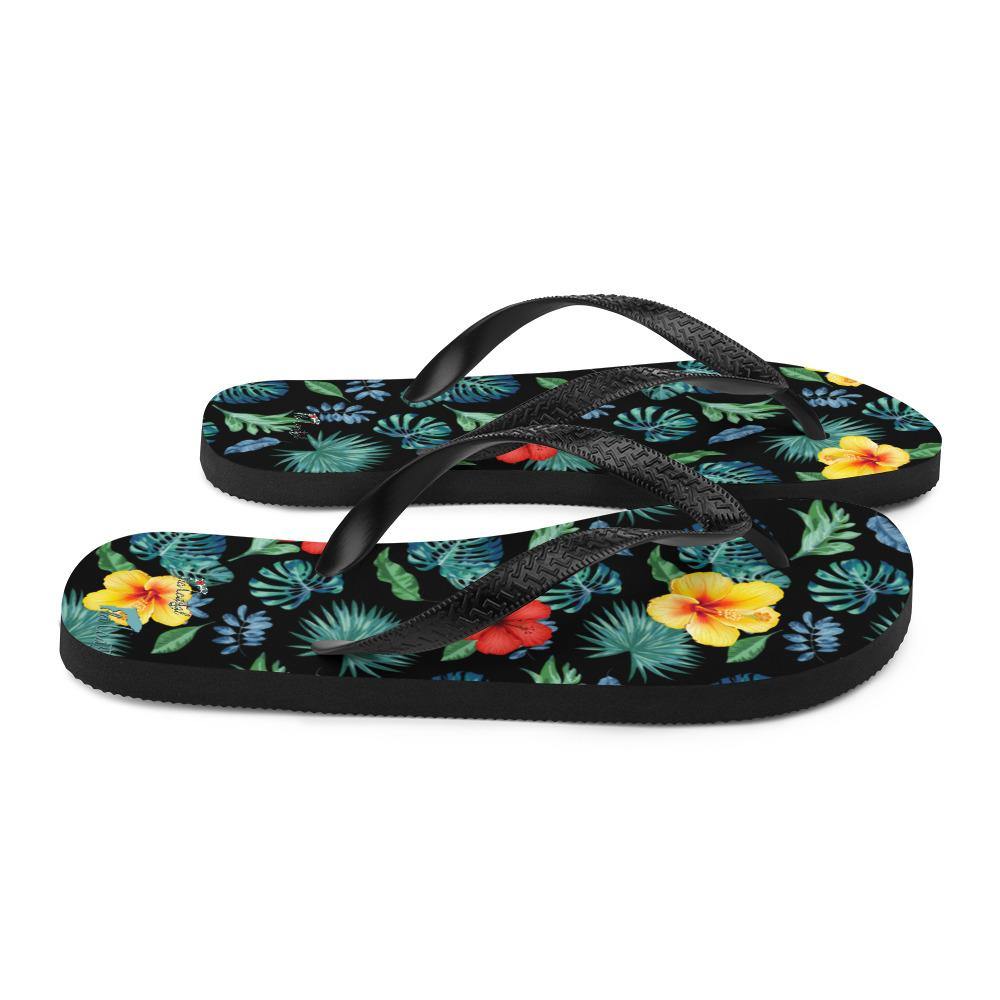 Tropical Hibiscus Flip-Flops - Fla Coastal Sunshine State Local Gear