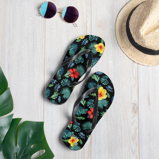 Tropical Hibiscus Flip-Flops - Fla Coastal Sunshine State Local Gear