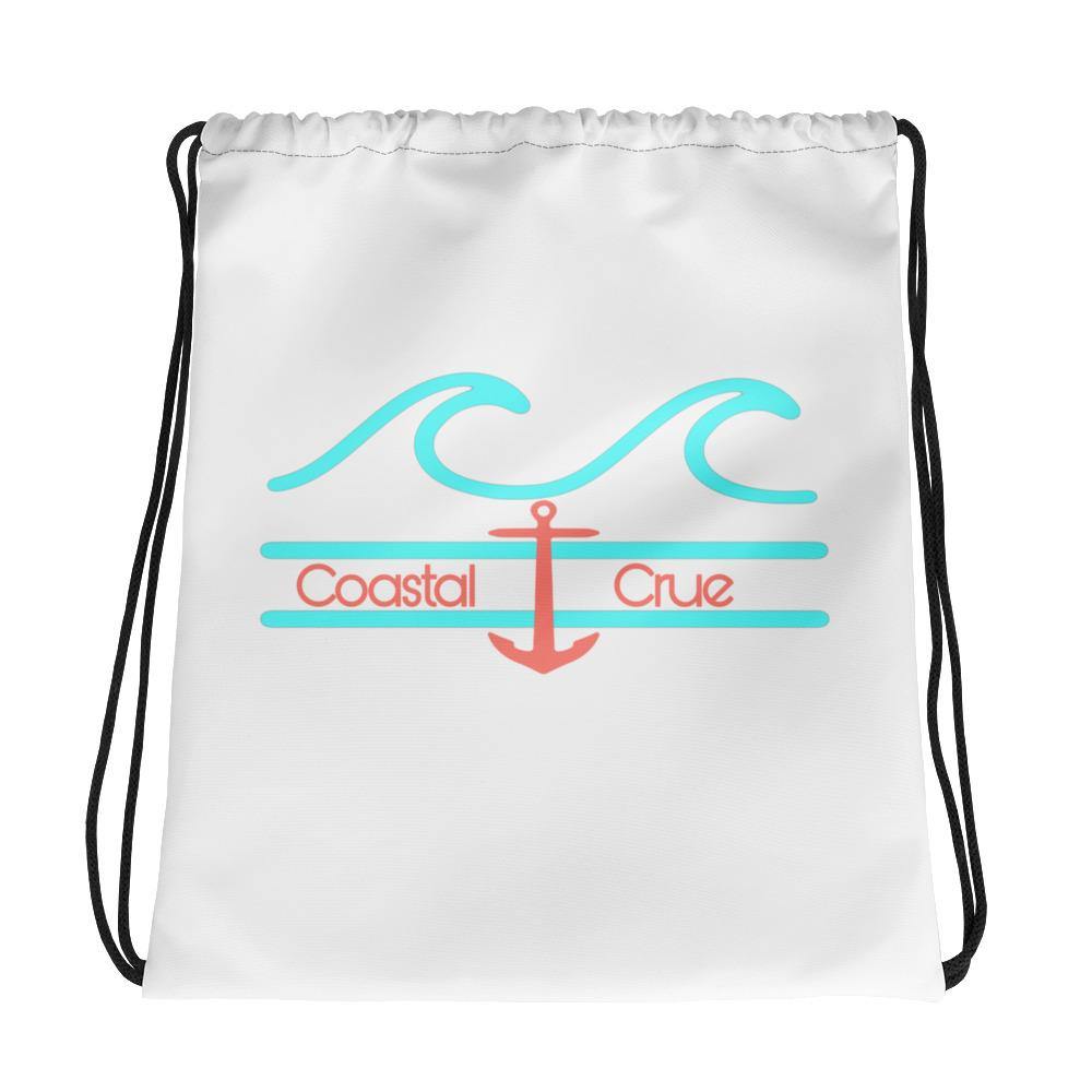 Coastal Crue White Drawstring bag - Fla Coastal Sunshine State Local Gear