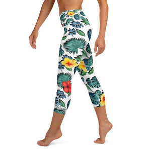 Tropical Hibiscus Capri Leggings - Fla Coastal Sunshine State Local Gear