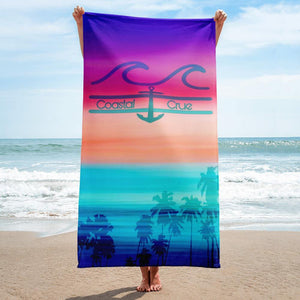 Coastal Crue Sunset Palms Beach Towel - Fla Coastal Sunshine State Local Gear