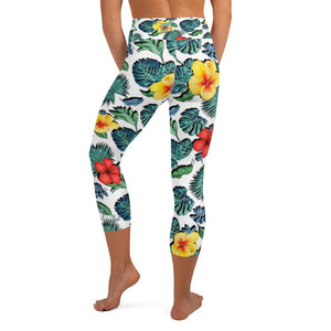 Tropical Hibiscus Capri Leggings - Fla Coastal Sunshine State Local Gear